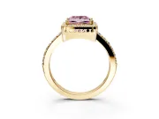 Halo Engagement Ring Setting for Fancy Pink Princess Cut Center with Inner Milgrain Border and Prong Head in Yellow Gold