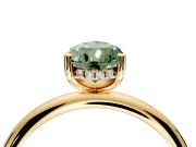 Hidden Halo Engagement Ring Setting for Fancy Green Pear-Shaped Center with Thin Round-Wire Band and Prong Head in Yellow Gold