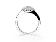 Halo Engagement Ring Setting for Oval Center with Plain Tapered Band and Prong Head in Sterling Silver