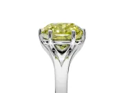 Solitaire Engagement Ring Setting for Fancy Yellow Cushion Cut Center with Plain Split Shank and Prong Head in White Gold