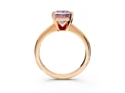 Solitaire Engagement Ring Setting for Fancy Pink Princess Cut Center with Knife Ridge Band and Claw Prong Head in Rose Gold