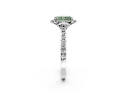 Floral Engagement Ring Setting for Fancy Green Radiant Cut Center with Pave Band and Floral Prong Head in White Gold