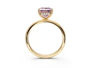 Hidden Halo Engagement Ring Setting for Fancy Pink Princess Cut Center with Thin Round-Wire Band and Prong Head in Yellow Gold