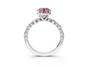 Solitaire Engagement Ring Setting for Fancy Pink Round Cut Center with Alternating Size Accents and Prong Head in Platinum