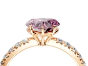 Solitaire Engagement Ring Setting for Fancy Pink Heart-Shaped Center with Large Accent Band and Prong Head in Rose Gold