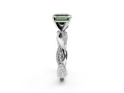 Solitaire Engagement Ring Setting for Fancy Green Asscher Cut Center with Pave and Plain Crossover and Basket Head in Sterling Silver