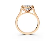 Single Halo Engagement Ring Setting for Round Cut Center with Corner Claws, Plain Band and Prong Head in Rose Gold