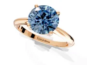 Solitaire Engagement Ring Setting for Fancy Blue Round Cut Center with Knife Ridge Band and Claw Prong Head in Rose Gold