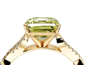 Solitaire Engagement Ring Setting for Fancy Yellow Asscher Cut Center with Twisted Pave Split Shank and Prong Head in Yellow Gold