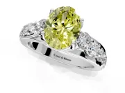 Solitaire Engagement Ring Setting for Fancy Yellow Oval Center with Graduated Shared Prongs and Prong Head in Platinum
