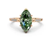 Solitaire Engagement Ring Setting for Fancy Green Marquise Center with Channel Accents and Prong Head in Rose Gold