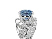 Halo Engagement Ring Setting for Fancy Blue Cushion Cut Center with Marquise and Pave Bypass Band and Prong Head in Platinum