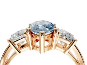 3 Stone Engagement Ring Setting for Fancy Blue Marquise Center with Matching Side Accents and Prong Head in Rose Gold