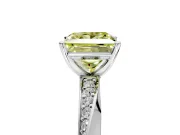 Side Accent Engagement Ring Setting for Fancy Yellow Princess Cut Center with Accent Shoulders and Prong Head in White Gold