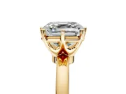 Solitaire Engagement Ring Setting for Asscher Cut Center with Plain Band and Tulip Prong Head in Yellow Gold