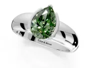 Tension Engagement Ring Setting for Fancy Green Pear-Shaped Center with Wide Flat Band and Tension Head in Sterling Silver