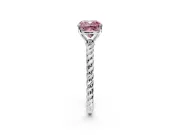 Solitaire Engagement Ring Setting for Fancy Pink Cushion Cut Center with Plain Twisted Rope Band and Prong Head in Sterling Silver