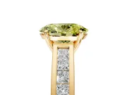 Solitaire Engagement Ring Setting for Fancy Yellow Oval Center with Princess Cut Channel Band and Prong Head in Yellow Gold