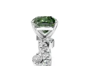Solitaire Engagement Ring Setting for Fancy Green Cushion Cut Center with Bar-Station Pave Twist and Prong Head in Sterling Silver