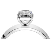 Solitaire Engagement Ring Setting for Emerald Cut Center with Wide Knife Ridge Band and Prong Head in Sterling Silver