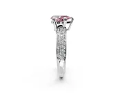 Solitaire Engagement Ring Setting for Fancy Pink Pear-Shaped Center with Multi-Row Pave Accents and Basket Head in Platinum