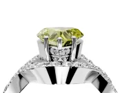 Halo Engagement Ring Setting for Fancy Yellow Heart-Shaped Center with Pave Infinity Twist Band and Prong Head in Platinum