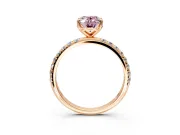 Solitaire Engagement Ring Setting for Fancy Pink Oval Center with Micro Pave Band and Prong Head in Rose Gold