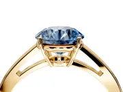 Solitaire Engagement Ring Setting for Fancy Blue Round Cut Center with Open Cathedral Shoulders and Prong Head in Yellow Gold