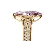 Solitaire Engagement Ring Setting for Fancy Pink Marquise Center with Pave Rail Split Shank and Prong Head in Yellow Gold