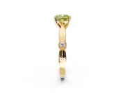 Solitaire Engagement Ring Setting for Fancy Yellow Cushion Cut Center with Carved Leaf Shoulders and Prong Head in Yellow Gold