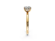Hidden Halo Engagement Ring Setting for Cushion Cut Center with Thin Round-Wire Band and Prong Head in Yellow Gold