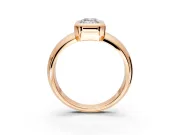 Solitaire Engagement Ring Setting for Emerald Cut Center with Wide Band and Bezel Head in Rose Gold