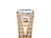Split Shank Engagement Ring Setting for Princess Cut Center with Pave Split Shank and Prong Head in Rose Gold