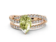 Solitaire Engagement Ring Setting for Fancy Yellow Pear-Shaped Center with Woven 3-Strand Pave Band and Prong Head in Rose Gold