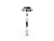 Halo Engagement Ring Setting for Fancy Green Round Cut Center with Thin Plain Band and Prong Head in Platinum