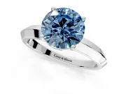 Solitaire Engagement Ring Setting for Fancy Blue Round Cut Center with Wide Knife Ridge Band and Prong Head in Platinum