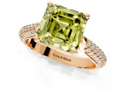 Solitaire Engagement Ring Setting for Fancy Yellow Asscher Cut Center with Multi-Row Accents and Prong Head in Rose Gold