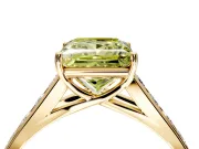 Solitaire Engagement Ring Setting for Fancy Yellow Princess Cut Center with Cathedral Channel Band and Prong Head in Yellow Gold