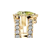 Halo Engagement Ring Setting for Fancy Yellow Pear-Shaped Center with Wide-Open Pave Split Shank and Prong Head in Yellow Gold