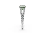 Solitaire Engagement Ring Setting for Fancy Green Princess Cut Center with Pave Split Shank and Prong Head in White Gold