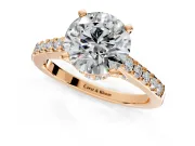 Solitaire Engagement Ring Setting for Round Cut Center with Crossover Accents and Prong Head in Rose Gold