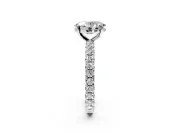 Solitaire Engagement Ring Setting for Oval Center with Shared-Prong Accents and Prong Head in White Gold