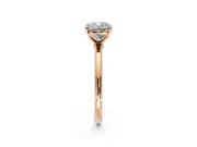 Solitaire Engagement Ring Setting for Cushion Cut Center with Straight Thin Band and Prong Head in Rose Gold