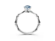 Solitaire Engagement Ring Setting for Fancy Blue Pear-Shaped Center with Bamboo Band and Prong Head in Sterling Silver