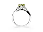 3 Stone Engagement Ring Setting for Fancy Yellow Heart-Shaped Center with Round Cut Side Accents and Prong Head in White Gold