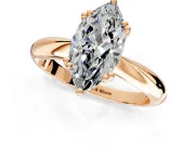 Solitaire Engagement Ring Setting for Marquise Center with Reverse Tapered Band and Prong Head in Rose Gold