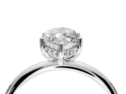 Hidden Halo Engagement Ring Setting for Marquise Center with Thin Round-Wire Band and Prong Head in Sterling Silver