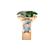 5 Stone Engagement Ring Setting for Fancy Green Oval Center with Plain Band and Prong Head in Rose Gold