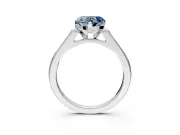 Solitaire Engagement Ring Setting for Fancy Blue Heart-Shaped Center with Channel Accents and Prong Head in Sterling Silver