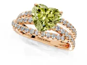 Solitaire Engagement Ring Setting for Fancy Yellow Heart-Shaped Center with Woven 3-Strand Pave Band and Prong Head in Rose Gold